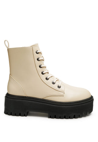 Lace-Up Lug Sole Ankle Boots
