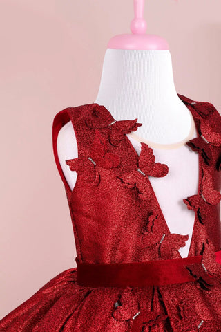 Leaf Red Party Dress - By Baano