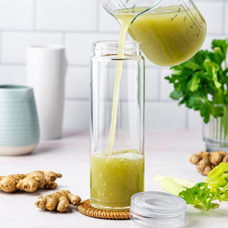 Skinny Series Glass Bottles Set w/ Crystal Clear Lids, 16 oz