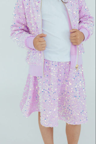 Lilac Velvet Sequin Twirl Skort