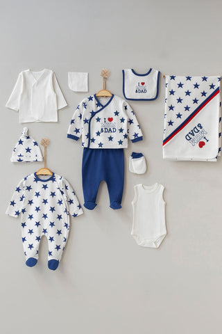 Lincoln Blue Star Newborn Coming Home Set (10 pcs) - By Baano