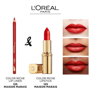 Loreal Paris Colour Riche Satin Finish Lipstick 125 Maison Marais - Red - By Baano