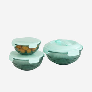 Borosilicate Glass Mixing Bowl Set- Diamond Blue (W/ Handle)