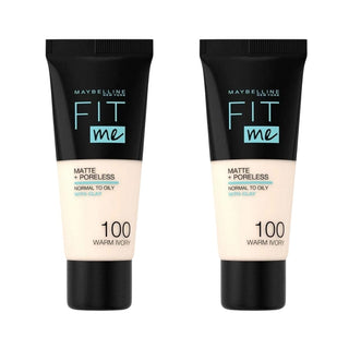 Maybelline Fit Me Matte+Poreless Foundation No:100 Warm Ivory 30ml -2 Pack Chivela