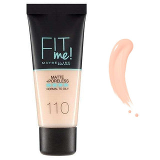Maybelline Fit Me Matte+Poreless Foundation No:110 Porcelain 30ml - 2 Pack - By Baano