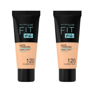 Maybelline Fit Me Matte+Poreless Foundation No:120 Classic Ivory 30ml -2 Pack - By Baano