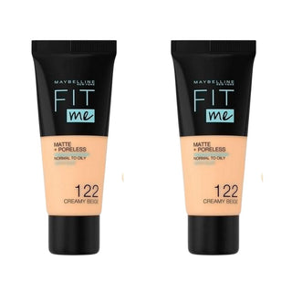 Maybelline Fit Me Matte+Poreless Foundation No:122 Creamy Beige 30ml -2 Pack - By Baano