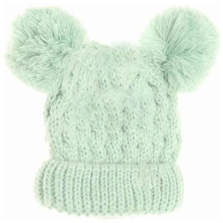 Kids Solid Double Pom C.C Beanies