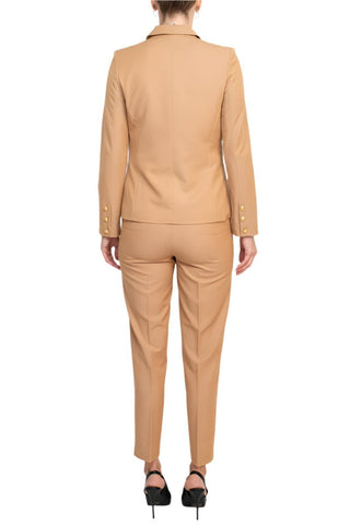 Nanette Nanette Lepore Notched Collar Long Sleeve One Button Closure Stretch Crepe Jacket with Mid Waist Pencil Cut Pants - Glamourous Grace