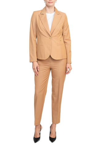Nanette Nanette Lepore Notched Collar Long Sleeve One Button Closure Stretch Crepe Jacket with Mid Waist Pencil Cut Pants - Glamourous Grace