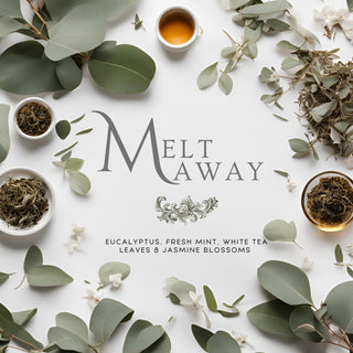 Melt Away (7.5oz Single Wick) - Notes: Notes: Eucalyptus, Fresh Mint, White Tea Leaves & Jasmine Blossoms - By Baano