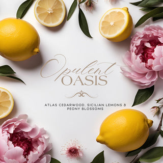 Opulent Oasis (15oz Double Wick) - Notes: Atlas Cedarwood, Sicilian Lemons & Peony Blossoms - By Baano