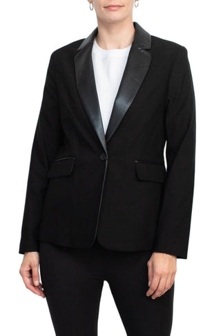 Zac & Rachel Notched Collar Long Sleeve One Button Closure Stretch Crepe Blazer - Glamourous Grace
