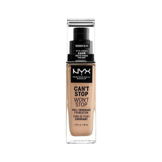 NYX Professional Makeup Foundation - Can't Stop Won't Stop Full Coverage Foundation 09 Medim Olive 30 ml - By Baano