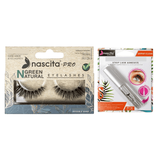 Nascita Green Natural Vegan False Eyelashes 110 + Nascita Transparent False Eyelash Adhesive 5gr - 08 - By Baano