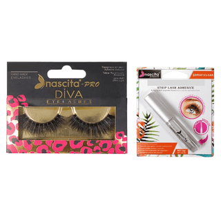 Nascita New Diva Series Eyelashes - 116 + Nascita Transparent False Eyelash Adhesive 5gr - 08 - By Baano