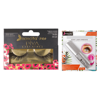 Nascita New Diva Series Eyelashes - 119 + Nascita Transparent False Eyelash Adhesive 5gr - 08 - By Baano