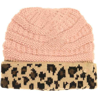 KIDS Matching Cuff Leopard Print C.C Beanie
