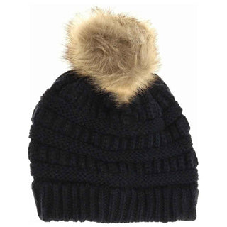 Kids Fur Pom C.C Beanie