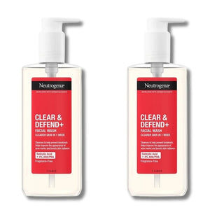 Neutrogena Clear & Defend+ Facial Wash with AHA/BHA/PHA 200ml / 6.8 fl oz 2 Pack Chivela