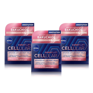 Nivea Cellular Expert Lift Pure Bakuchiol + HA Anti-Age Night Face Cream 50ml / 1.7 fl oz - 3 Pack - By Baano