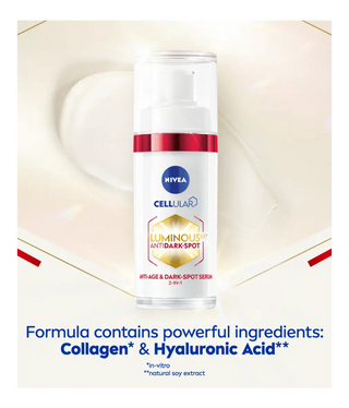Nivea Luminous 630 Anti-Age & Dark Spot 2-in-1 Serum with Collagen Booster 30ml / 1 fl.oz - 2 Pack Chivela