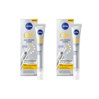 Nivea Q10 Anti-Wrinkle Power Wrinkle Filler Serum with Bioxifill Peptides 15ml / 0.5 fl oz - 2 Pack Chivela