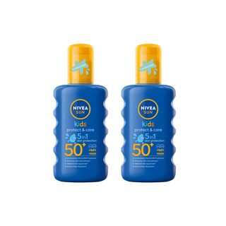 Nivea Sun Kids Protect & Care Coloured Sun Cream Spray SPF50+ 200ml / 6.8 fl.oz - 2 Pack - By Baano