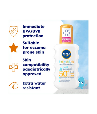 Nivea Sun Kids Sensitive Protect SPF 50+ Sun Lotion Spray 200ml / 6.8 fl.oz - 2 Pack Chivela