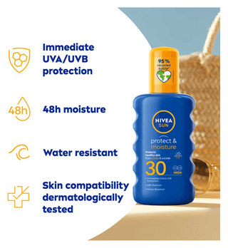 Nivea Sun Protect & Moisture Sun Cream Spray SPF30 200ml / 6.8 fl.oz - 2 Pack - By Baano