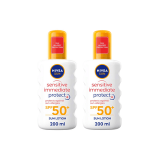 Nivea Sun Sensitive Immediate Protect Sun Cream Spray SPF50+ 200ml / 6.8 fl.oz - 2 Pack - By Baano