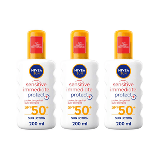 Nivea Sun Sensitive Immediate Protect Sun Cream Spray SPF50+ 200ml / 6.8 fl.oz - 3 Pack - By Baano