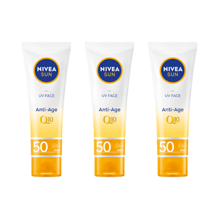 Nivea Sun UV Face Q10 Anti-Age Sun Cream SPF50 50ml / 1.7 fl oz - 3 Pack - By Baano
