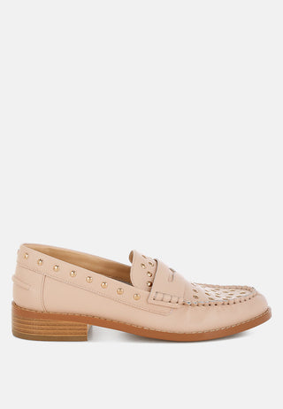 Oglavia Studs Embellished Leather Loafers