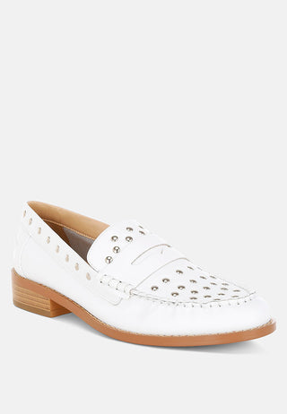 Oglavia Studs Embellished Leather Loafers