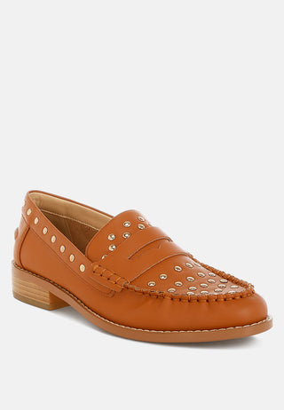 Oglavia Studs Embellished Leather Loafers