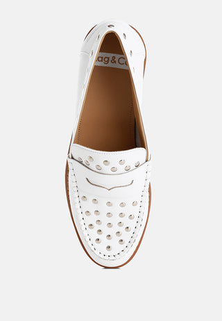 Oglavia Studs Embellished Leather Loafers