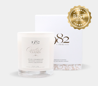 Opulent Oasis (7.5oz Single Wick) - Notes: Atlas Cedarwood, Sicilian Lemons & Peony Blossoms - By Baano