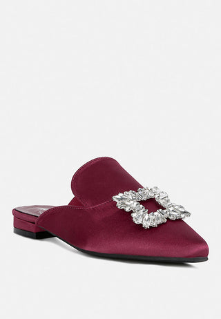 Perrine Diamante Brooch Slip On Mules