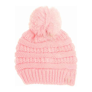 Kids Solid Pom C.C Beanies