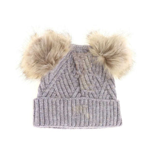 BABY Large Patch Heathered Double Pom C.C Beanie