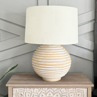 Weathered Cream Round Table Lamp Decor Steals