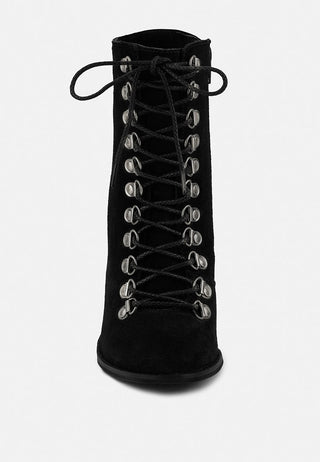 Goose-Feather Antique High Heeled Ankle Boot