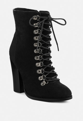 Goose-Feather Antique High Heeled Ankle Boot