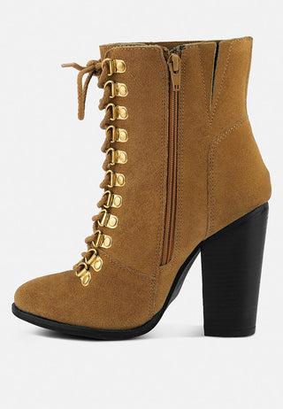 Goose-Feather Antique High Heeled Ankle Boot