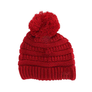 Kids Solid Pom C.C Beanies