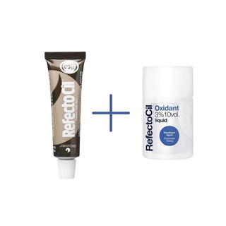 RefectoCil Eyebrow and Eyelash Dye No:3 Natural Brown 15 ml + RefectoCil 3% 10 vol. Liquid Oxidant 100 ml Chivela