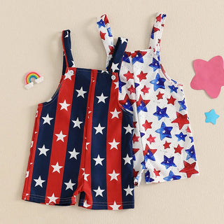 Baby Boys Girls 4th of July Romper Stars and Stripes Pattern Infant Overalls Sleeveless Tank Jumpsuit