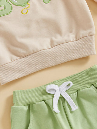 Baby Toddler Boy 2Pcs Birthday Boy Outfit Letter Ballon Embroidery Long Sleeve Pullover Crewneck Top Elastic Waist Solid Pants Jogger Set