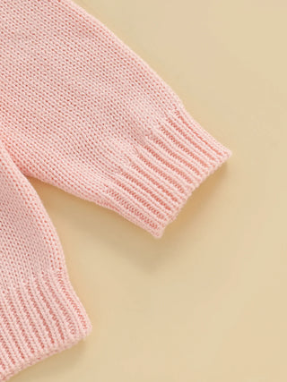 Baby Toddler Girls Cardigan Sweater 3D Flower Design Button Down Long Sleeve Knitted Top